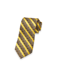 Stripe Woven Silk Blend Tie - Navy/gold