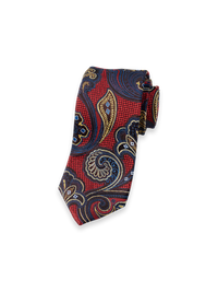 Paisley Woven Silk Blend Tie - Red