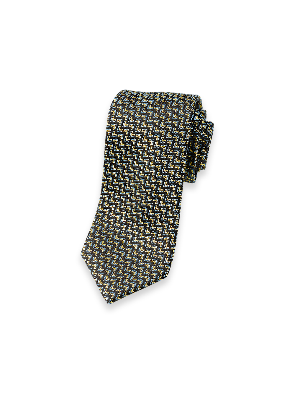 Product Image of Chevron Woven Silk Blend Tie-Blue