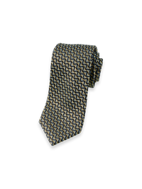 Chevron Woven Silk Blend Tie - Blue