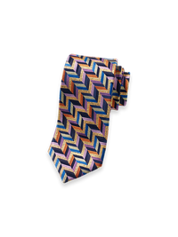 Herringbone Woven Silk Blend Tie - Multi