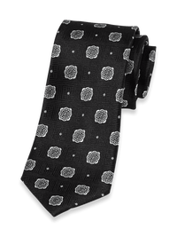 Medallion Woven Silk Tie - Black