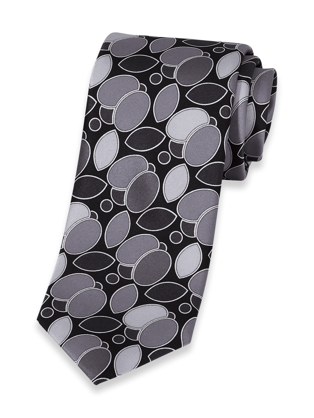 Product Image of Medallion Printed Italian Silk Tie-Black