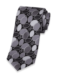 Medallion Printed Italian Silk Tie - Black