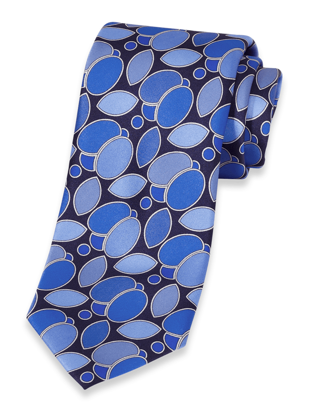 Product Image of Medallion Printed Italian Silk Tie-Blue