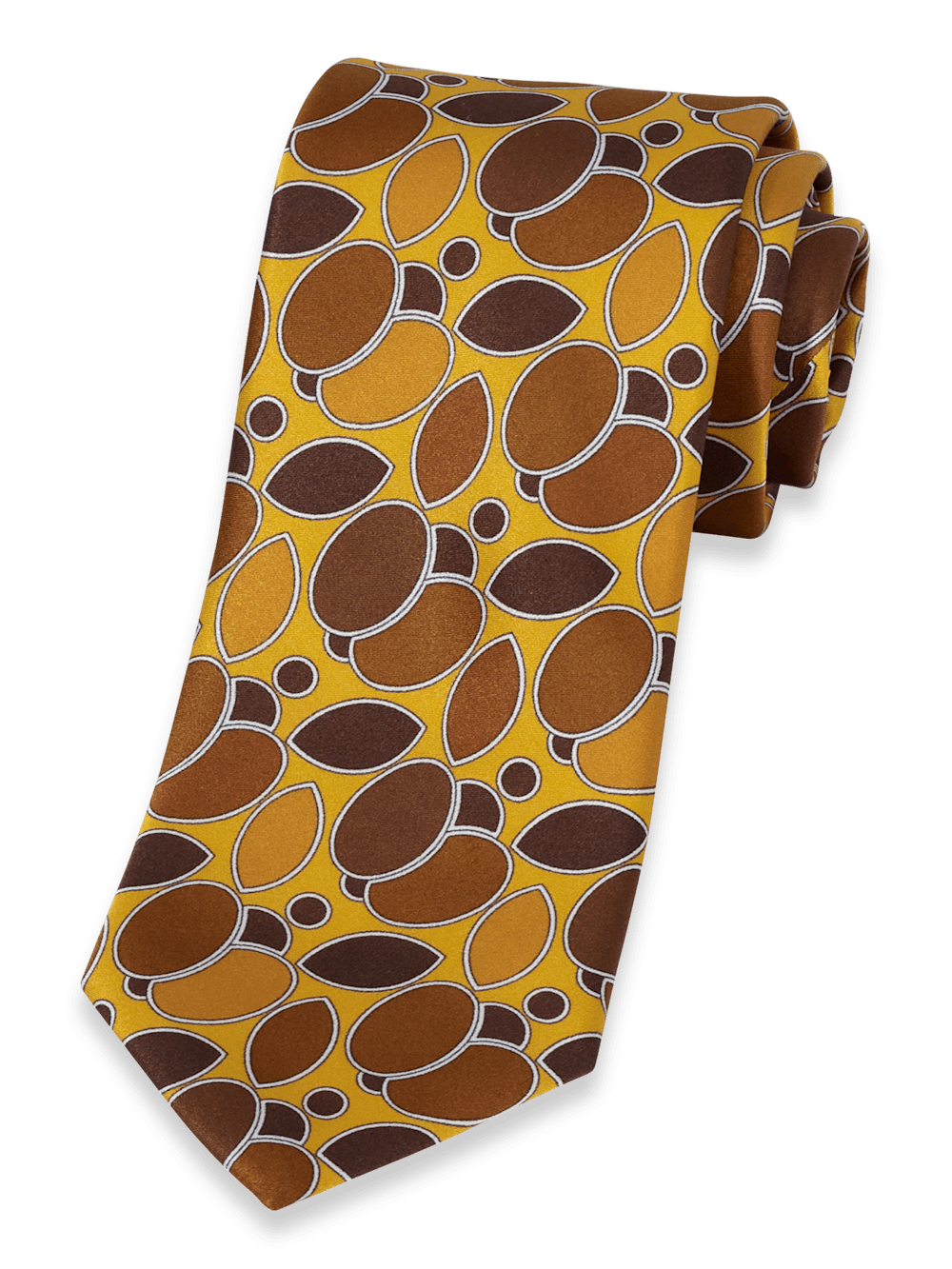Product Image of Medallion Printed Italian Silk Tie-Gold