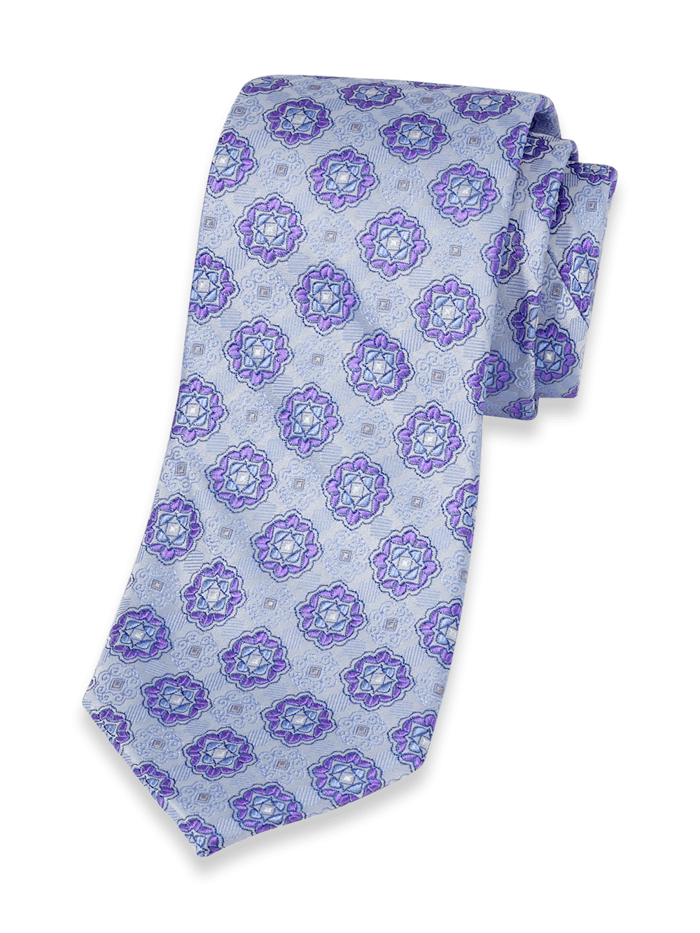 Product Image of Medallion Woven Silk Tie-Purple
