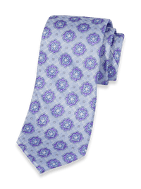 Medallion Woven Silk Tie - Purple