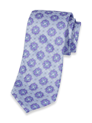 Medallion Woven Silk Tie - Purple