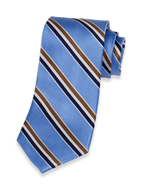 Stripe Woven Silk Tie - Blue/brown