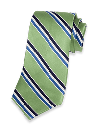 Stripe Woven Silk Tie - Green/blue