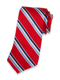 Stripe Woven Silk Tie - Red/blue