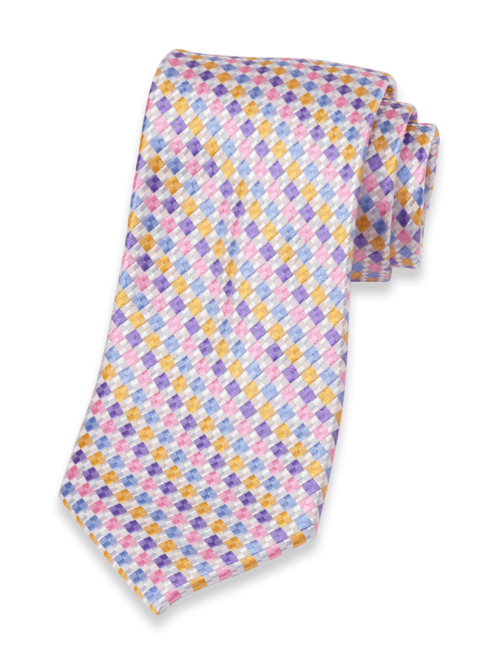 Product Image of Geometric Woven Silk Tie-Purple Multi