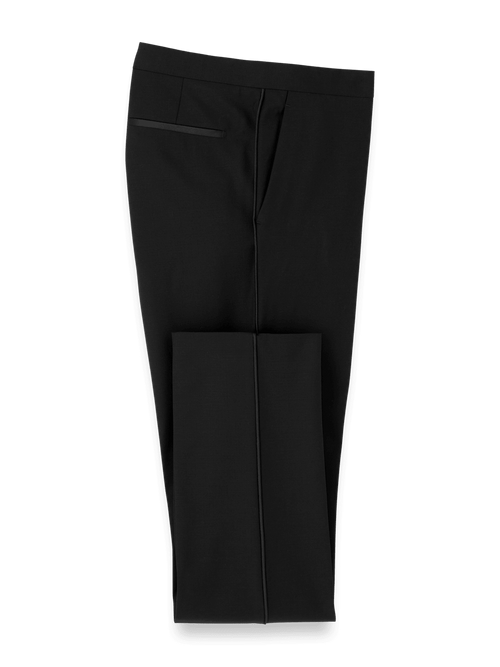Wool Stretch Tuxedo Pants - Black