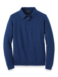 Supima Cotton Three Button Polo - Dark Blue
