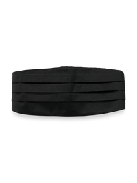 Solid Woven Silk Cummerbund - Black