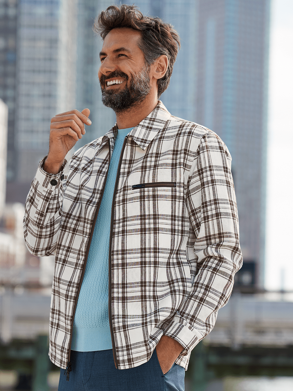 Alternate Image of Linen Plaid Shirt Jacket-1