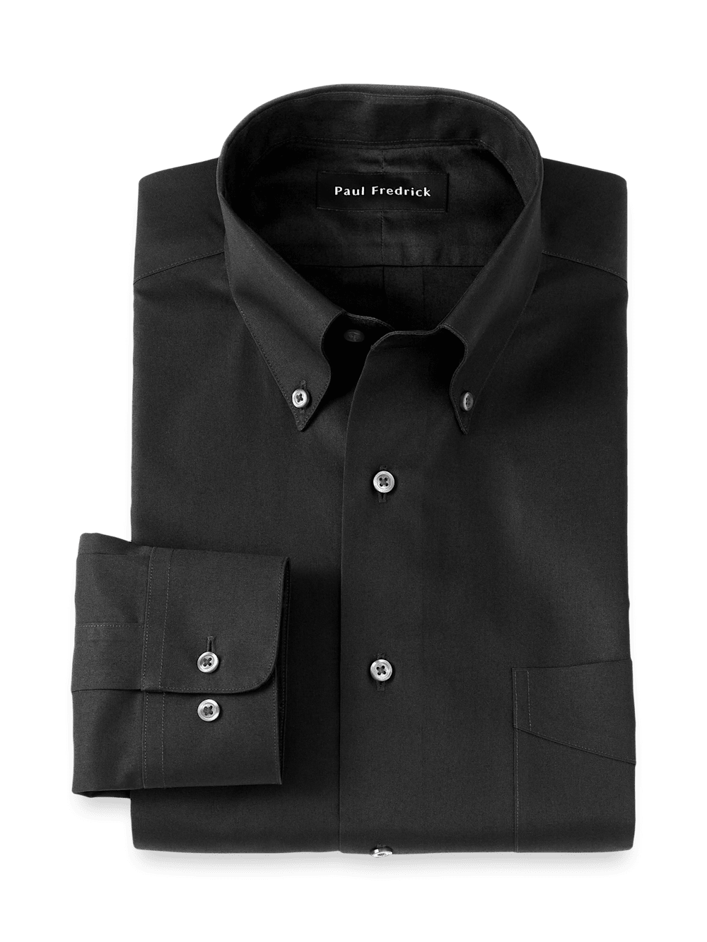 Product Image of Non-iron Cotton Pinpoint Solid Button Down Collar Dress Shirt-Black