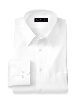 Non-Iron Cotton Pinpoint Solid Point Collar Dress Shirt - White