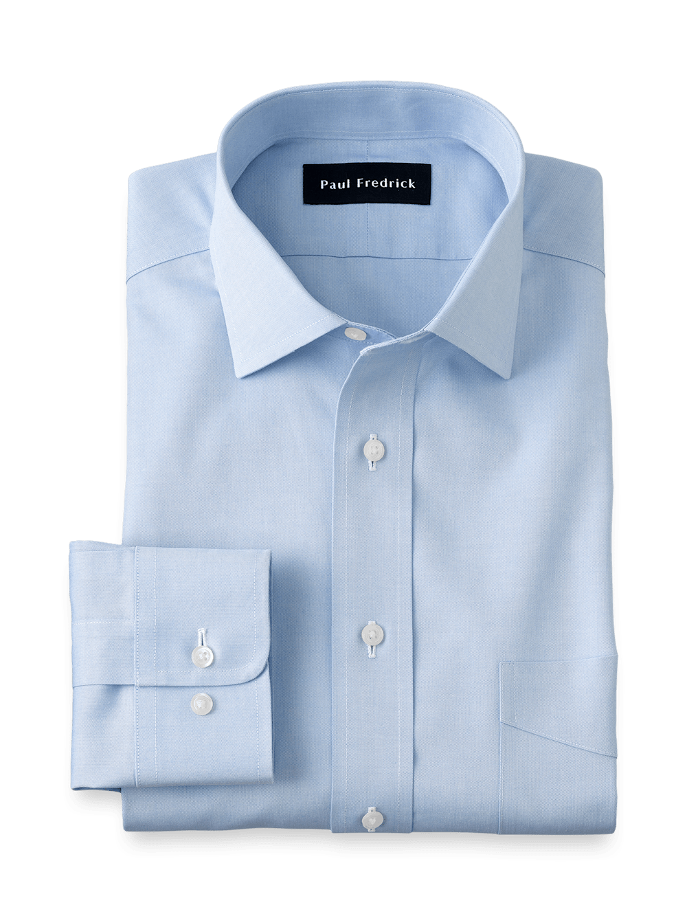 Product Image of Non-iron Cotton Pinpoint Solid Spread Collar Dress Shirt-Blue