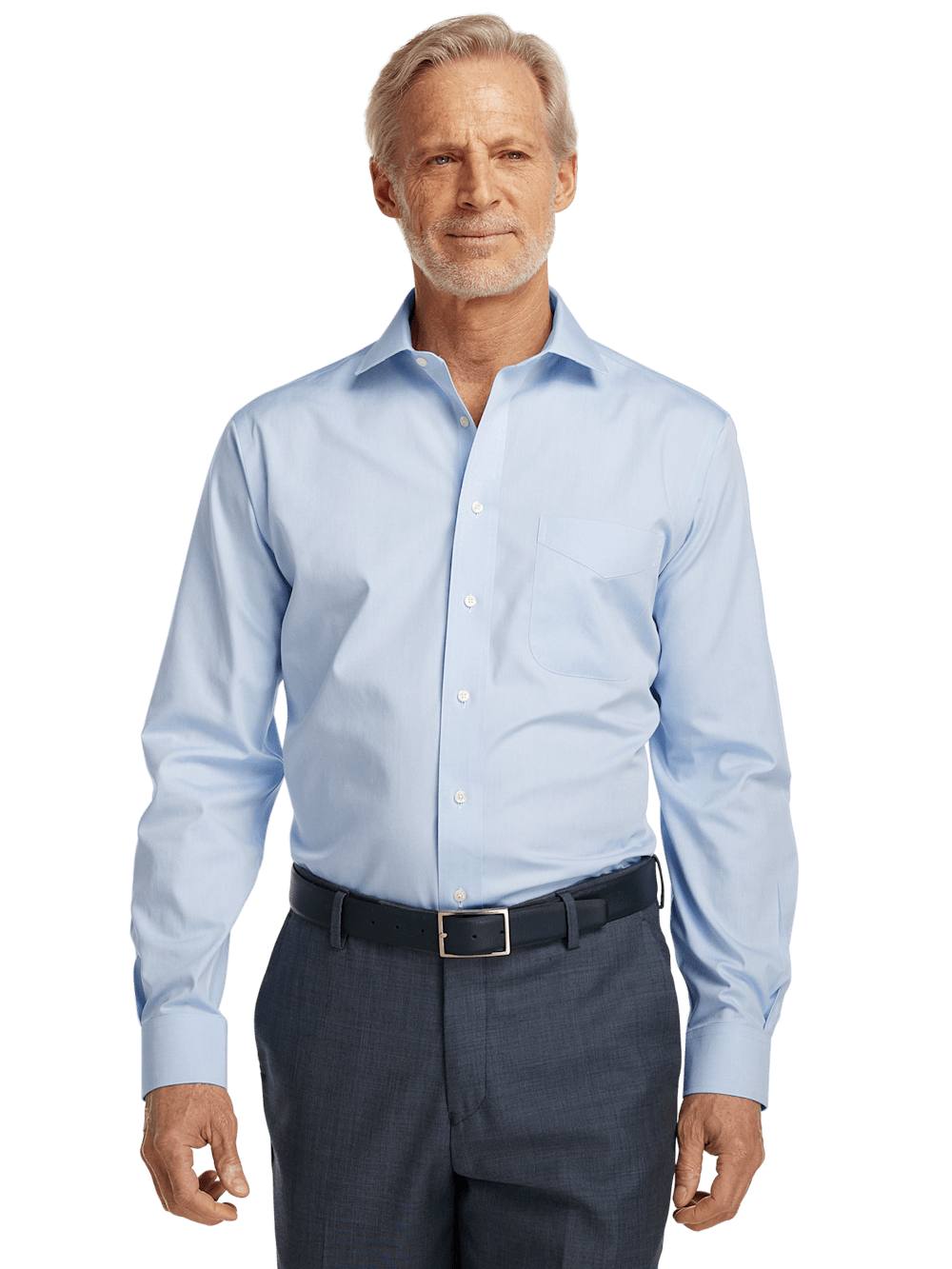 Alternate Image of Non-iron Cotton Pinpoint Solid Spread Collar Dress Shirt-1
