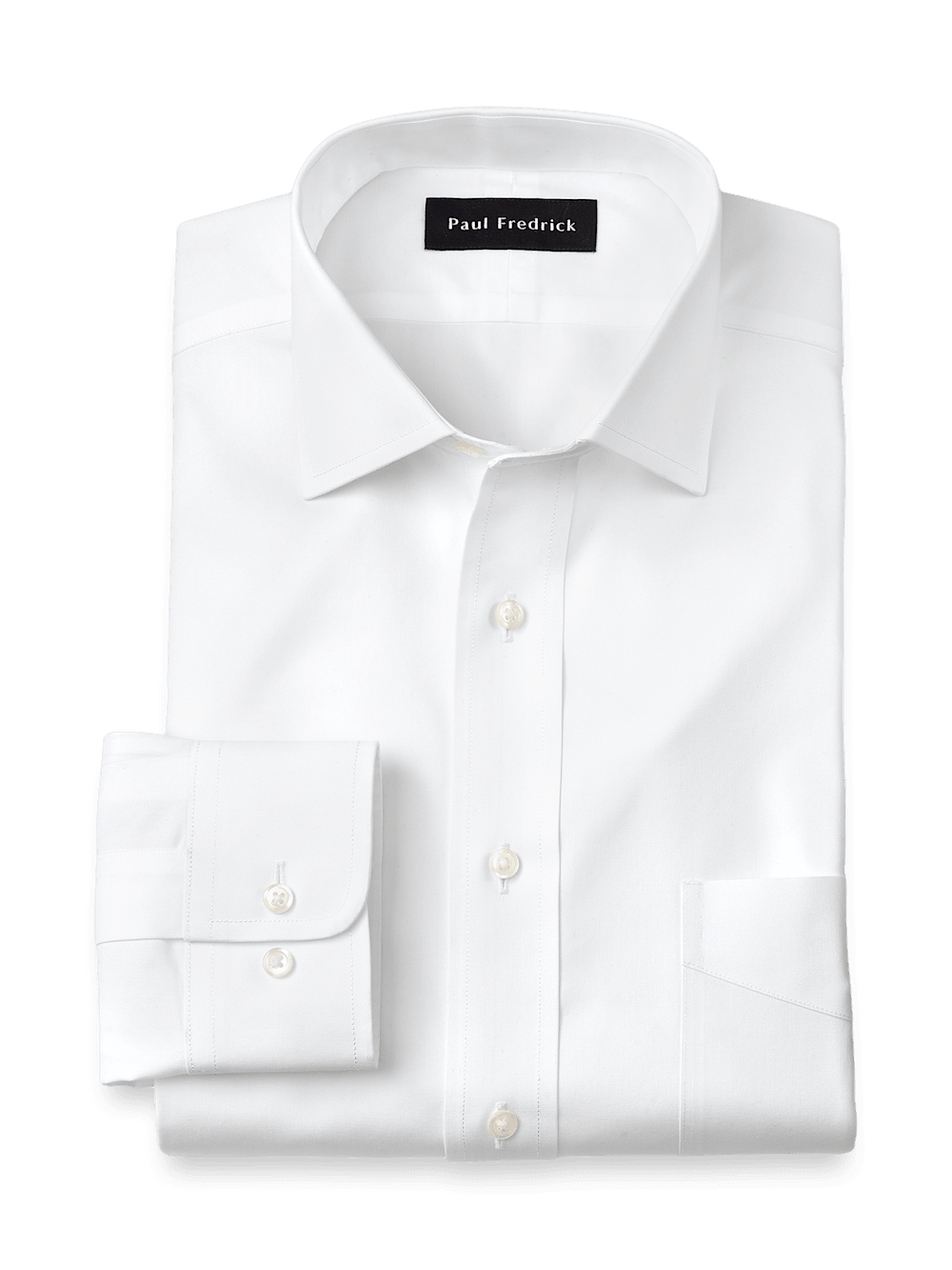 Product Image of Non-iron Cotton Pinpoint Solid Spread Collar Dress Shirt-White