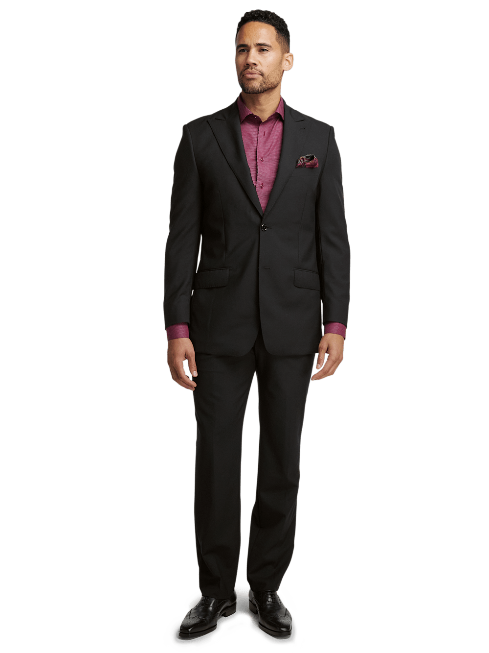Alternate Image of Wool Stretch Bengaline Single Breasted Peak Lapel Suit-1