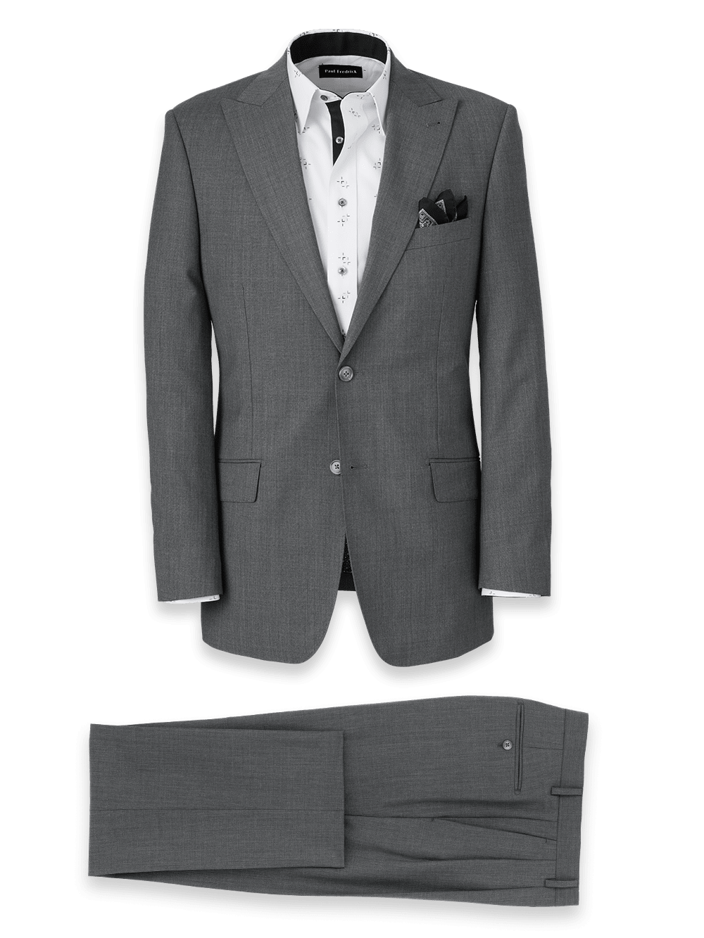Product Image of Wool Stretch Bengaline Single Breasted Peak Lapel Suit-0