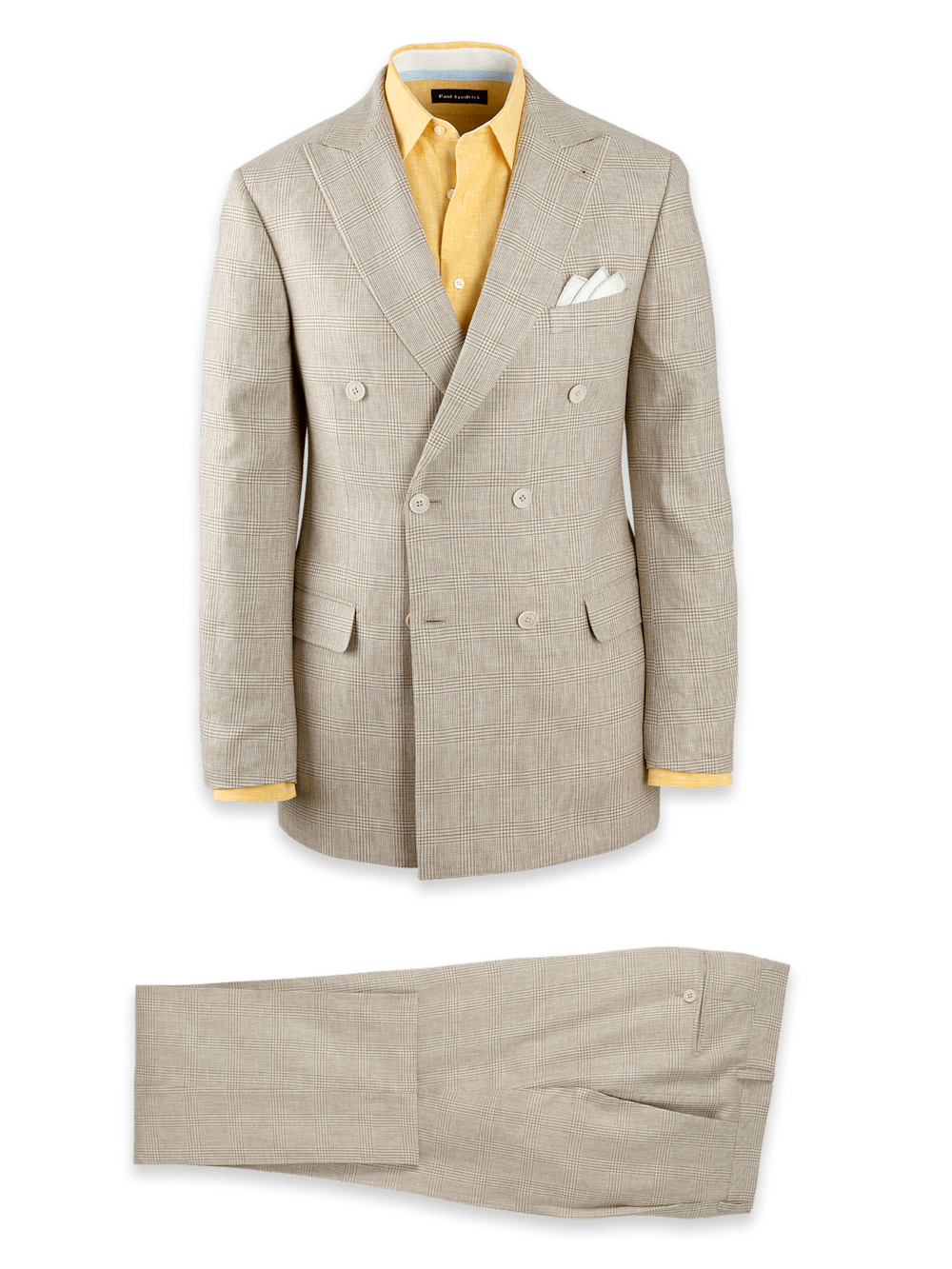 Product Image of Linen Blend Plaid Peak Lapel Suit-0