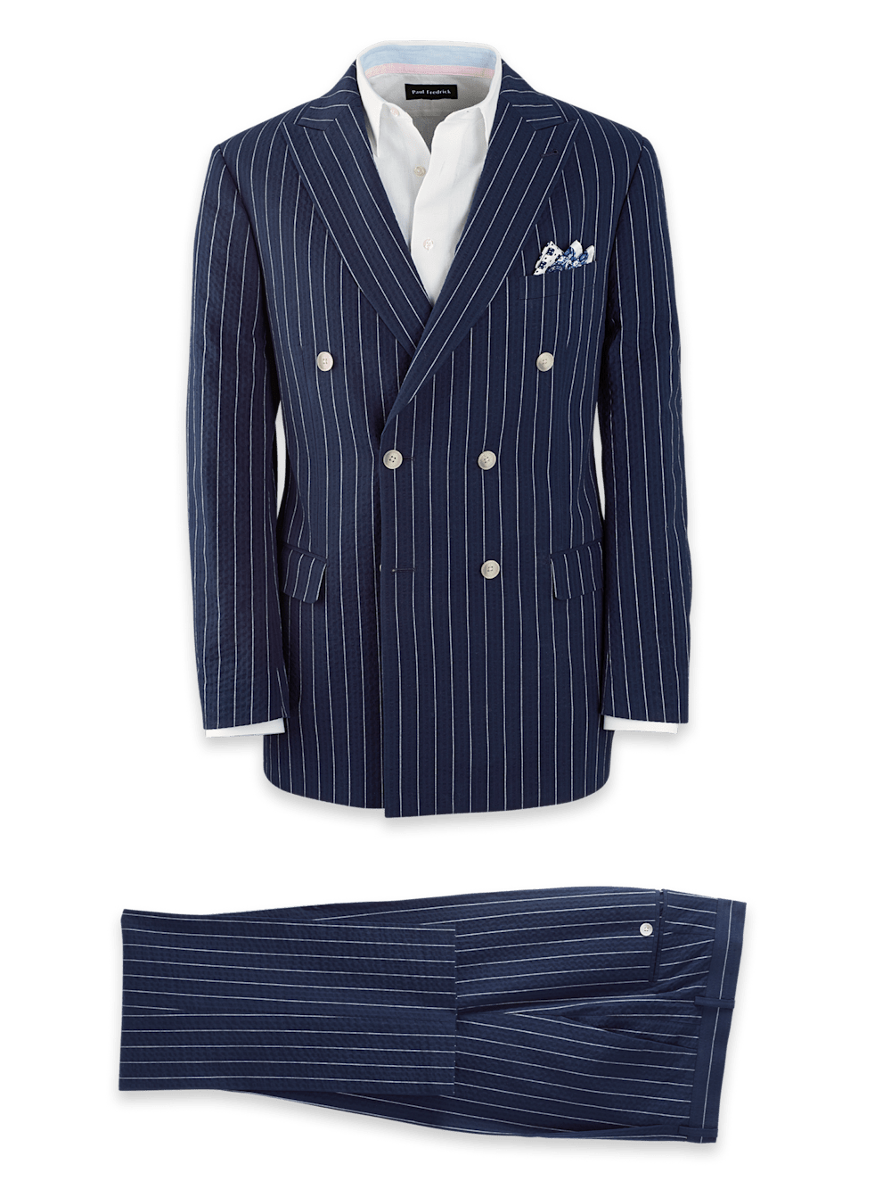 Product Image of Cotton Stretch Pinstripe Peak Lapel Suit-0