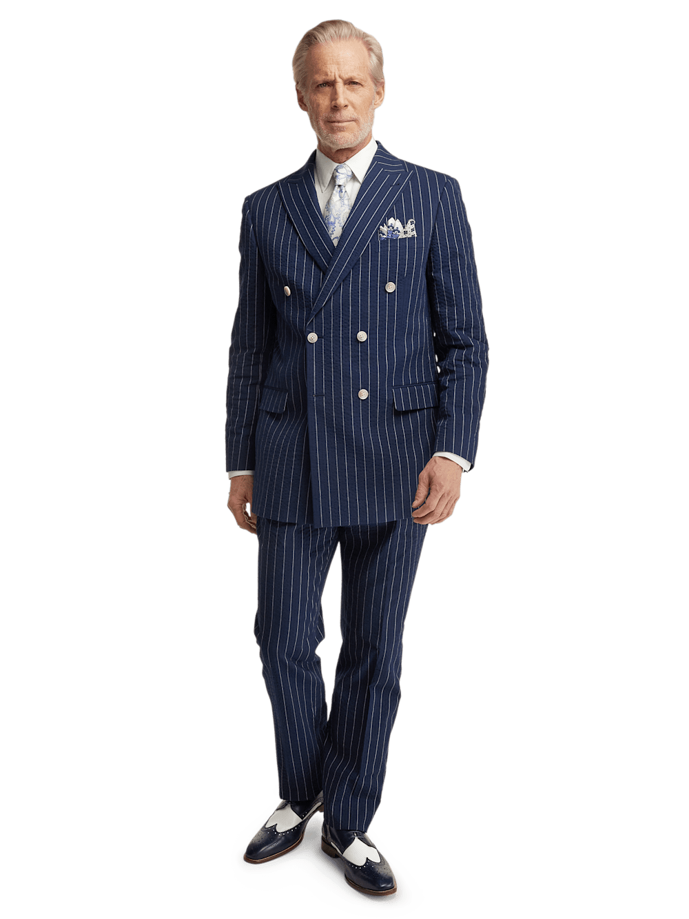 Alternate Image of Cotton Stretch Pinstripe Peak Lapel Suit-1