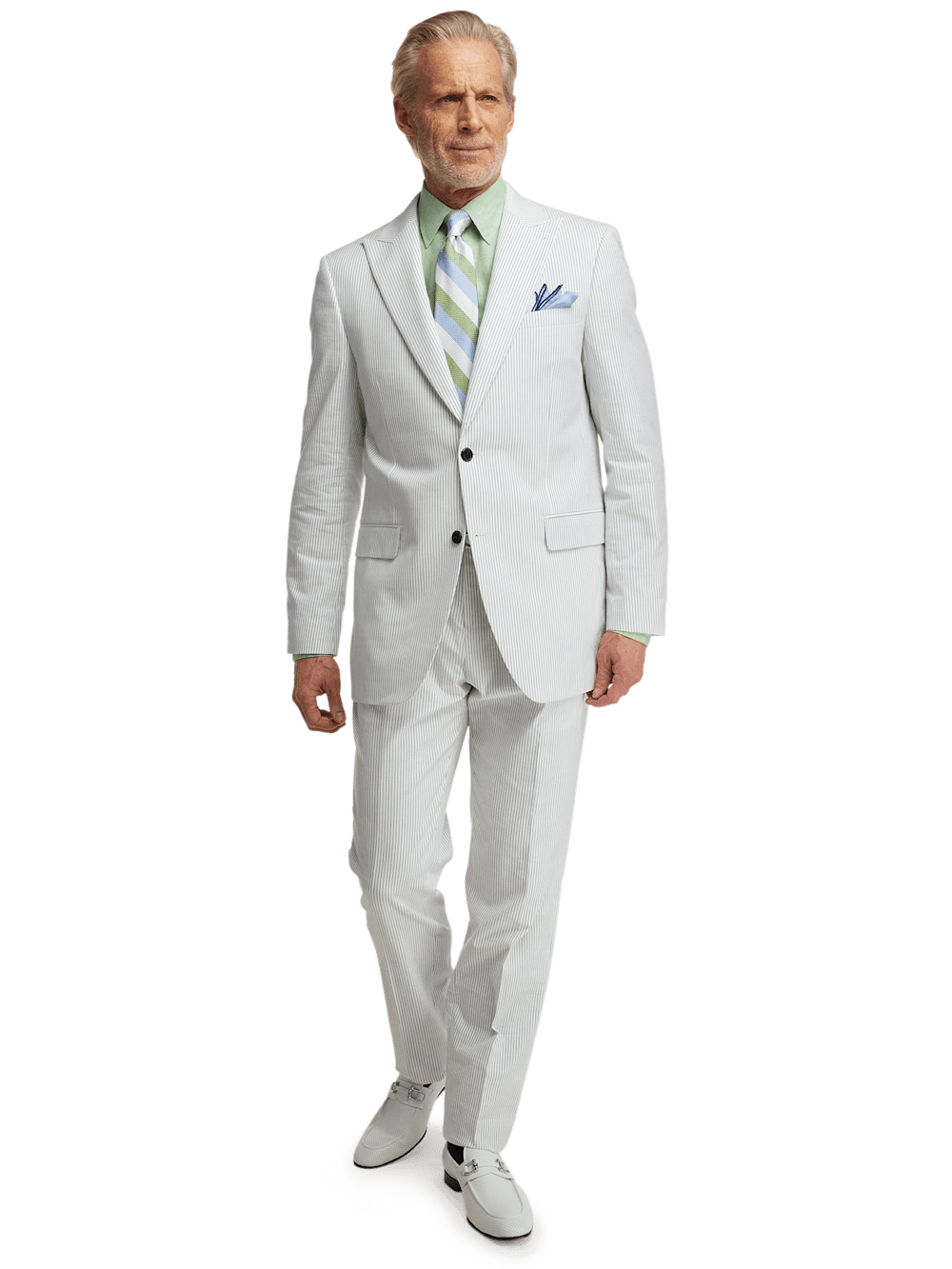 Alternate Image of Cotton Stretch Stripe Seersucker Peak Lapel Suit-1