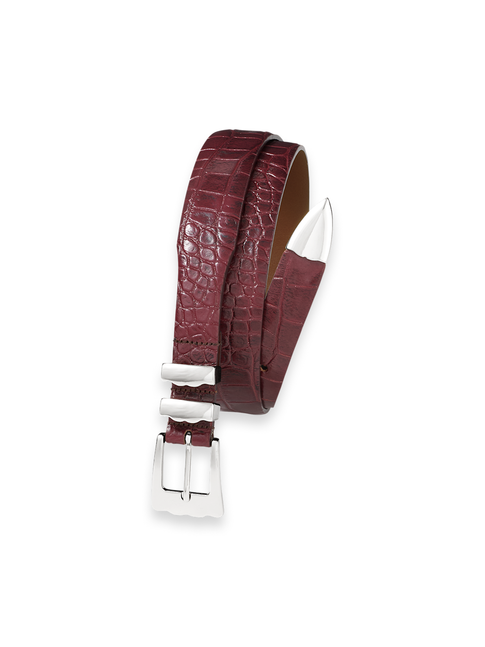 Product Image of Crocodile Embossed With Metal Keeper & Tip Belt-1