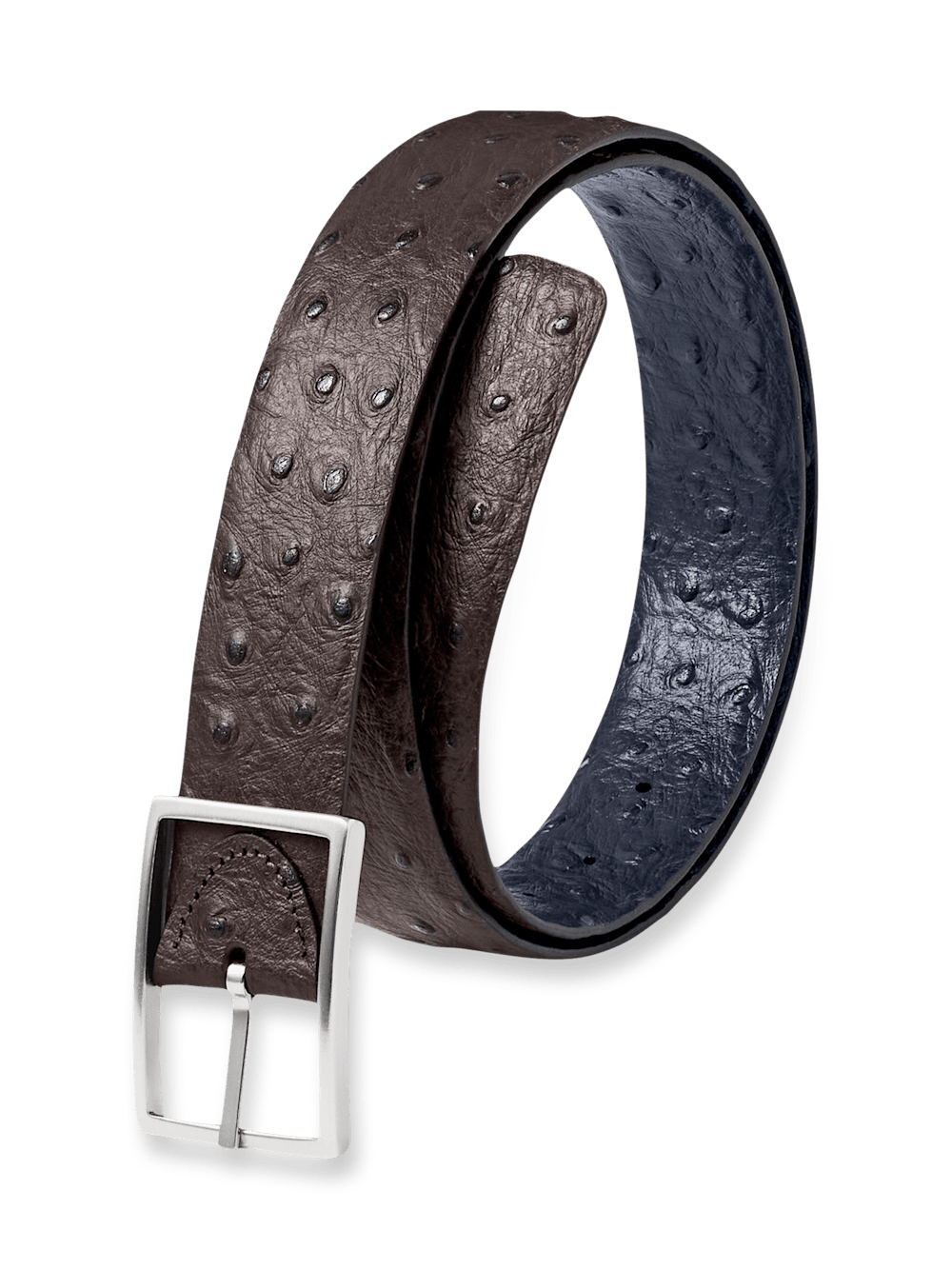 Product Image of Ostrich Embossed Reversible Belt-Navy/Brown
