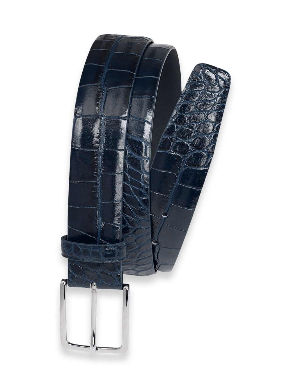 Product Image of Crocodile Embossed With Changeable Buckle Belt-Navy