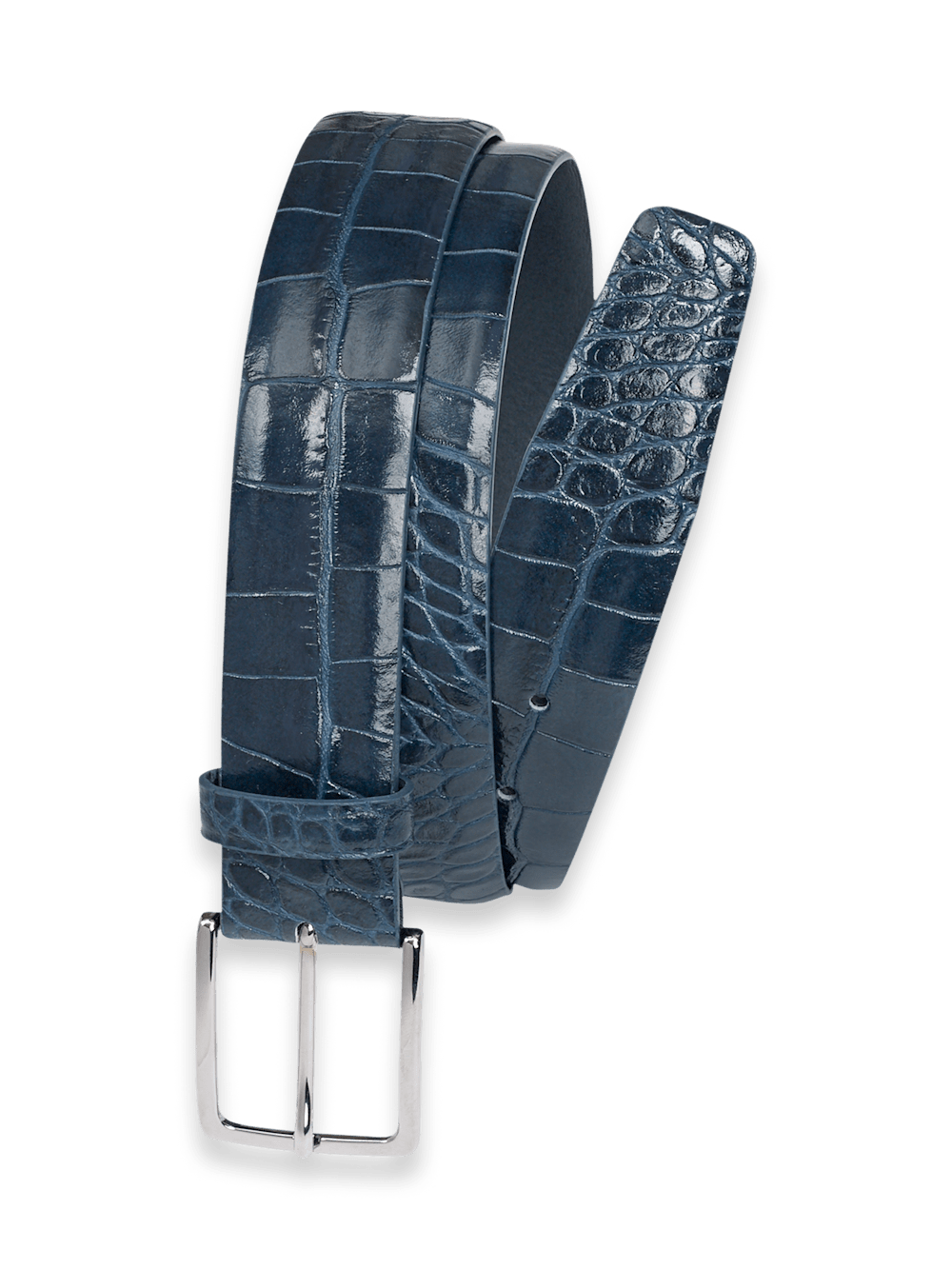Product Image of Crocodile Embossed With Changeable Buckle Belt-Blue