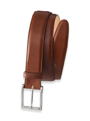 Leather Belt with Changeable Buckle - Chestnut