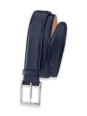 Leather Belt with Changeable Buckle - Navy