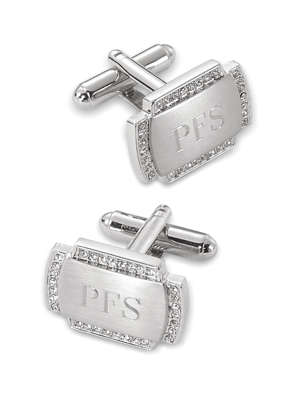 Product Image of Crystal Border Engravable Cufflinks-Silver