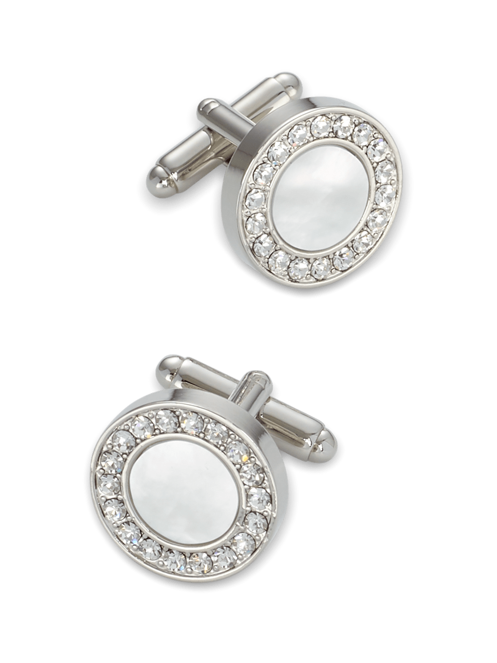 Product Image of Mother Of Pearl & Crystal Cufflinks-Silver