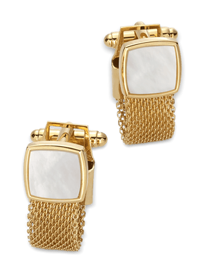 Mother of Pearl Mesh Wrap Cufflinks - Gold
