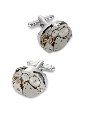 Oval Watch Movement Cufflinks - Silver/gold