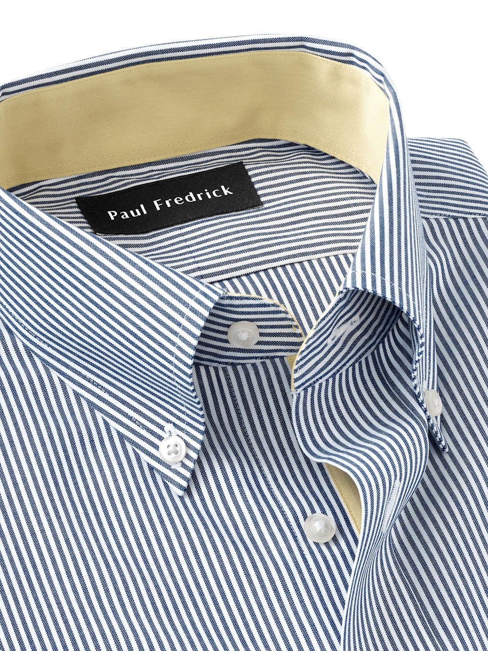 Alternate Image of Non-iron Cotton Stripe Dress Shirt With Contrast Trim-6