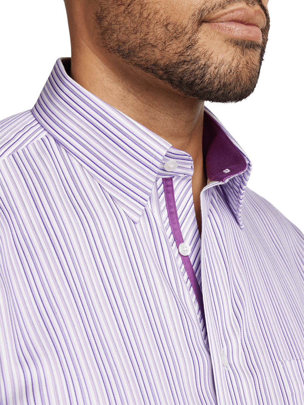 Alternate Image of Non-iron Cotton Stripe Dress Shirt With Contrast Trim-2