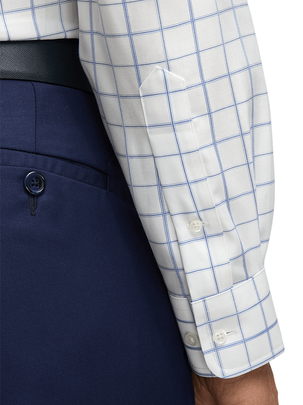 Alternate Image of Non-iron Cotton Windowpane Dress Shirt With Contrast Trim-3