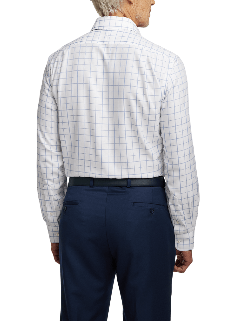 Alternate Image of Non-iron Cotton Windowpane Dress Shirt With Contrast Trim-4