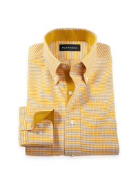 Comfort Stretch Non-Iron Houndstooth Dress Shirt With Contrast Trim� - Gold