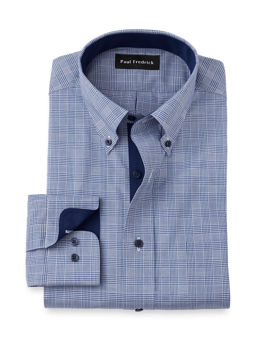 Product Image of Non-iron Cotton Plaid Dress Shirt With Contrast Trim-1