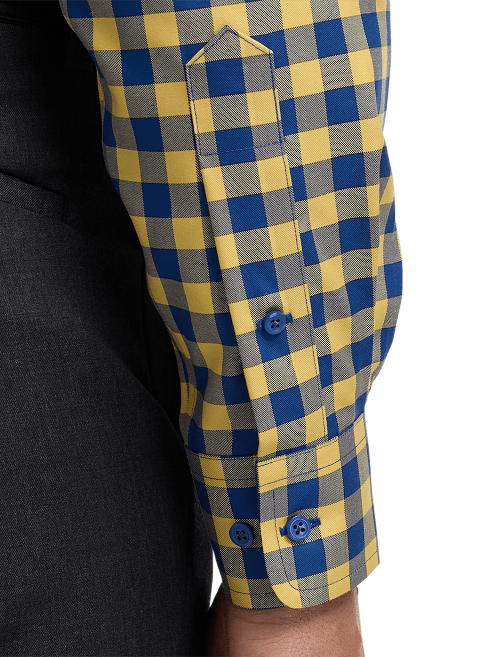 Alternate Image of Non-iron Cotton Gingham Dress Shirt With Contrast Trim-3