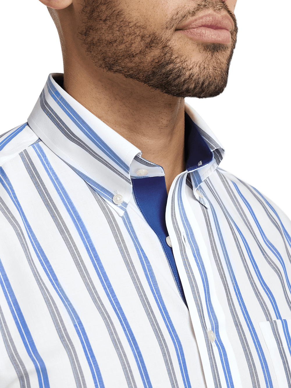 Alternate Image of Non-iron Cotton Stripe Dress Shirt With Contrast Trim-2